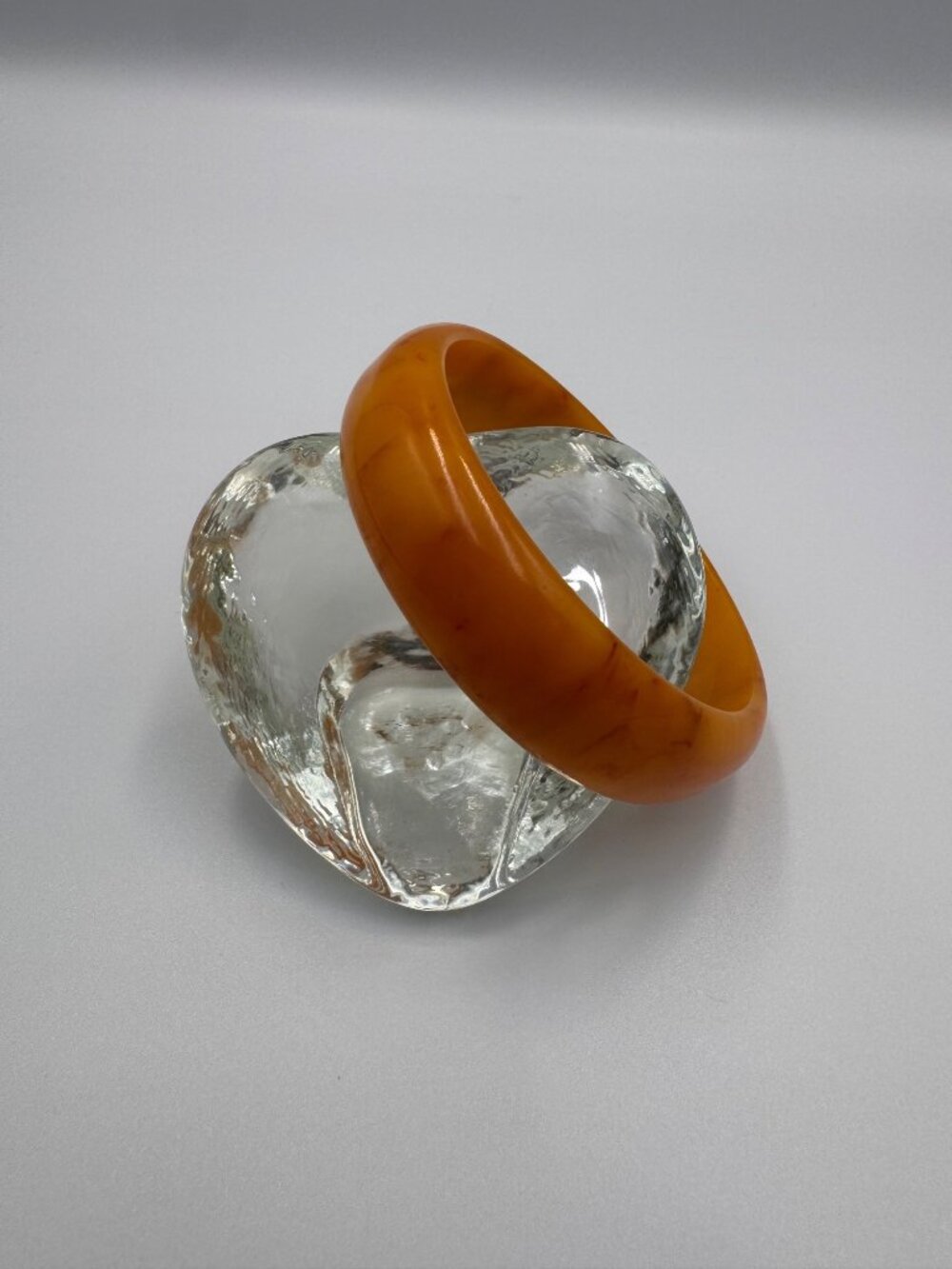 Vintage Butterscotch Bakelite Bangle Bracelet Marbled Chunky 7.75” Tested